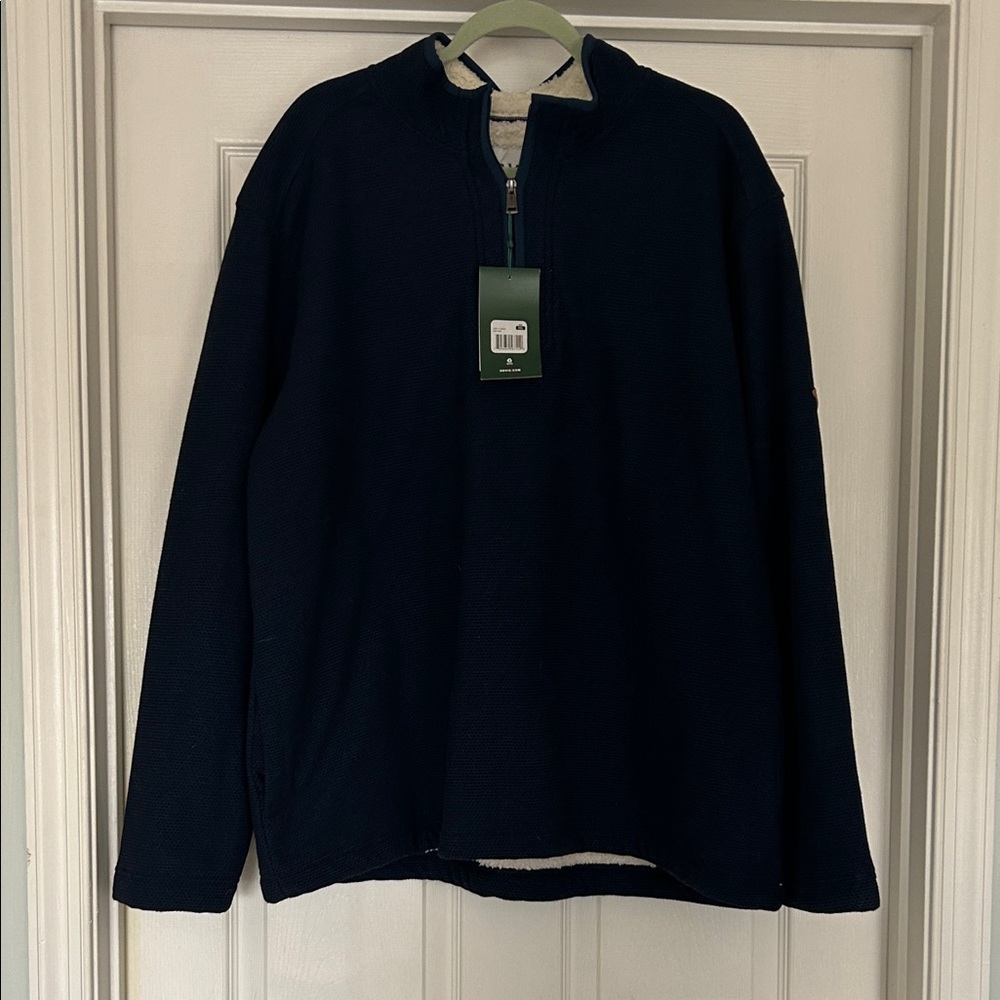 Orvis Navy Half-Zip Sweater with Sherpa Collar